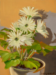 Gerbera, 12 H x 9 W x 1.5 D, oil on cradled wood panel